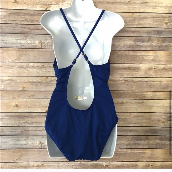 La Blanca Blue Plunge One-Piece - Picture 4 of 8